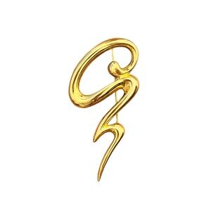 Vintage Gold Tone Squiggle Shape Brooch